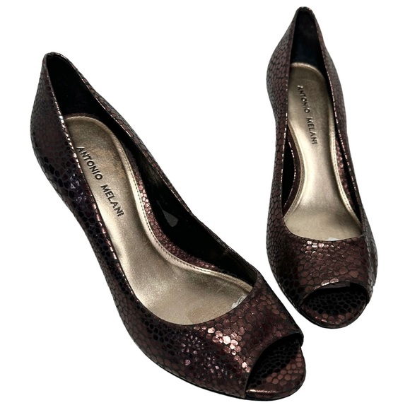 ANTONIO MELANI Shoes - Antonio Melani Heels 7 Copper Print Leather